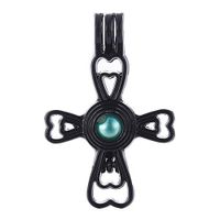 10pcs Black Pearl Cage Beads Cage Locket Pendant Jewelry Making Supplies-For Oyster Pearls, Essential Oil Diffuser, Fun Gifts (Cross Flower)