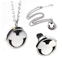 FIKA Mickey Mouse Aromatherapy Essential Oils Necklace Pendant Air Freshener Locket Pads Included (Gift)