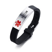 HEABY Medical Alert ID Bracelet Laser Engraved Autism Adjustable Wristband for Men Women Emergency First Aid
