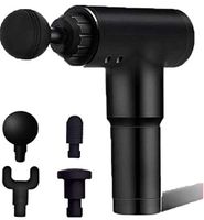 Cordless Handheld Percussion Massage Gun Wireless Compact Deep Tissue Muscle Massager. 4 Heads Included. (Black)
