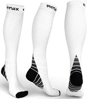 Physix Gear Compression Socks for Men & Women 20-30 mmhg, Best Graduated Athletic Fit for Running Nurses Shin Splints Flight Travel & Maternity Pregnancy - Boost Stamina Circulation & Recovery WHT S/M