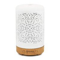 Earnest Living Essential Oil Diffusers Ultrasonic 100 ml White Ceramic Aromatherapy Diffuser with 4 Timer - Cool Mist Humidifier, 7 Colors LED Lights - Waterless Auto Shut off for Home Office Set of 1