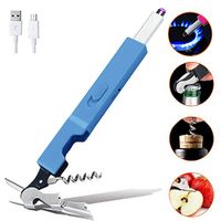 Candle Lighter - Abanok Multipurpose Arc Electric lighters Long USB Rechargeable Windproof Flameless Lighter for BBQ Grilling Camping Gas Stove with Safety Lock in Gift Box (Blue)