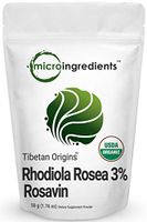 Pure Organic Rhodiola Rosea Powder, 50 Grams, Strongly Supports Energy Production, Focus and Attention, No GMOs and Vegan Friendly.
