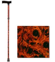 NOVA Folding Walking Cane with Wood Grip Handle, Foldable & Adjustable Travel Cane with Wood Comfort Handle, Mahogany Swirl