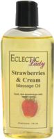 Strawberries And Cream Massage Oil, 4 oz, With Sweet Almond Oil and Organic Jojoba Oil, Preservative Free