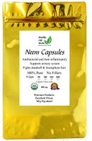 Healthy Life Herbs Organic Neem Capsules - Antibacterial and Anti-inflammatory - Fights Dandruff - Strengthens Hair - 90 Capsules