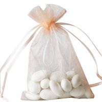 BalsaCircle 50 pcs 4x6-Inch Peach Organza Drawstring Bags - Wedding Party Favors Jewelry Pouch Candy Gift Bags