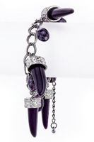 FB-5597 Black Faux Onyx Tusk Charm Hematite Bracelet for Women