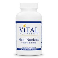 Vital Nutrients - Multi-Nutrients with Iron & Iodine - Comprehensive Multi-Vitamin/Mineral Formula Containing Iron and Iodine - 180 Vegetarian Capsules per Bottle