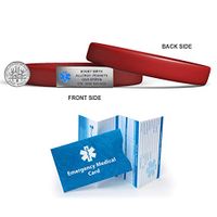 MedicBand Medical Alert ID Bracelet - Cardinal Red (lg). Free Engraving. 8 Vibrant Colors! Free Shipping.