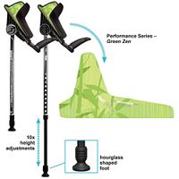 Smart Crutch Performance Series Forearm Crutch with Premium Spring Loaded Flextip, 15-90 Degree Rotation - 2 Adult Ergonomic Adjustable Walking Aids - Large, Green Zen