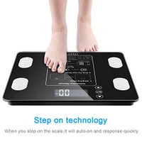 Digital Weight Scale 6mm Tempered Glass Easy Read Backlit LCD Display, Body Fat Scale Health Analyser Fat Muscle BMI, 400 Lb, Black