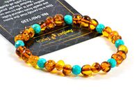 Baltic Amber Bracelet for Adults Made on Elastic Band – Carpal Tunnel, Arthritis, Headache, Migraine Pain Relief (B, 7.5 inch.)