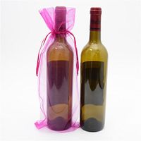 NUOMI 20 Pack Wine Organza Bags Drawstring Gift Wrapping Packages Wedding Party Favors Long Pouches Home Decor Supplies, Rose Red