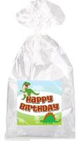 Green T-Rex and Stegosaurus Happy Birthday Party Favor Bags with Ties - 12pack