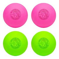 Signature Lacrosse Ball Set - Massage Balls, Myofascial Release Tools, Back Roller, Muscle Knot Remover, Firm Rubber -Scientifically Designed for Durability (Green/Pink, 4 Balls)