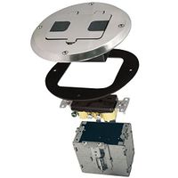 Hubbell-Raco 6239NI Floor Kit with Recessed Duplex 15A TR Device and Adjustable Steel Box, 1-Gang, Nickel Finish