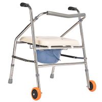 LTLHXM Walking Frame with Ergonomic Handle and Toilet Chair Lightweight Folding Adjustable Height Walker Mobility Aid Helps with Walking Independently Elderly Grandparents Disabled Injured