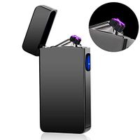 Dual Arc Plasma Lighter USB Rechargeable Windproof Flameless Butane Free Electric Lighter for Cigar,Cigarette,Candle (Black)