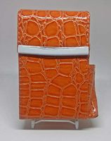 Marshals Oange Croc Leather Wrapped Metal Framed Cigarette Pack Holder