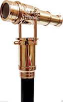 Brass Telescope Head Handle Victorian Vintage Wooden Walking Stick Cane Spy Cane