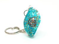 Crystal Quartz and Turquoise Orgone Pendulum in Gift Pouch, EMF Protection Tool for Dowsing, Energy Balancing, and Meditation