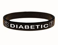 Diabetic ID Bracelet Wristband - Black - 7 Inches - Youth