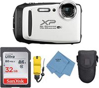 Fujifilm FinePix XP130 Digital Camera (White)+ Camera Floating Strap + 32GB Memory Card + Case + Ultimate Microfiber Cloth