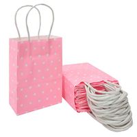 Polka Dot Gift Bags Pink Mini Kraft Paper Bags with Handles for Party Supplies by ADIDO EVA（25 PCS 6 x 4 .3X 2.3 in）