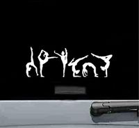 JS Artworks Gymnastics Girls Vinyl Decal Sticker (White)