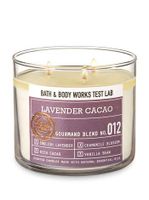 Bath and Body Works Lavender Cacao 3 Wick Candle Test Lab Gourmand Blend No. 012