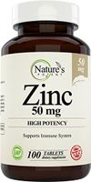 Zinc 50mg [High Potency] Supplement - Immune Support System from Natural Zinc (oxide / citrate) 100 Tablets, Made by Nature’s Potent.