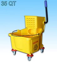 janiLink Mop Bucket w/Side Press Wringer Yellow 35 Qt
