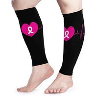 Pink Ribbon Breast Cancer Awareness Calf Compression Sleeves - Leg Compression Socks for Men & Women for Shin Splint & Calf Pain Relief
