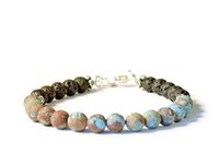 Beads-N-Style Aromatherapy Essential Oil Diffuser Bracelet, Lava Rock and Blue Lace Agate (6.5)