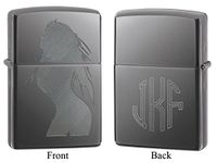 Personalized Zippo Black Ice Lighter with Woman Outline with Free Monogram