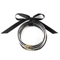XKSIKjian's Gift Wrapping Supplies, 5Pcs/Set Women Glitter Filled Silicone Bracelet Bowknot Bangle Jewelry Wedding Festival Birthday Party DIY Gift Wrap Decor - Black