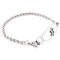 Adults Steel Medical Alert ID Bracelet - Custom Engraving Included - Choose Size & Color - Wheat