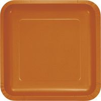 Creative Converting 323388 SQ. DD Touch of Color 18-Count 9-Inch Paper Dinner Plates, Deep Dish Square, Pumpkin Spice, 9", Orange