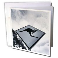 3dRose Greeting Cards, Young Husband Kangaroo Crossing Sign, 6 x 6 Inches, Pack of 12 (gc_209862_2)