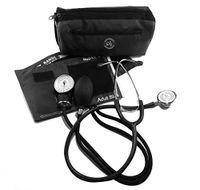 EMI # 305 Black Aneroid Sphygmomanometer Manual Blood Pressure Monitor and Dual Head Stethoscope Kit Set