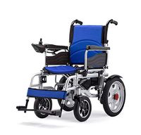 YUDUODUO Electric Wheelchair Folding Heavy Duty Powerchair with Seat Belt Lightweight Powerful Dual Motor Wheelchair 84 Lbs（Blue）