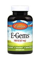 Carlson - E-Gems, 100 IU, Heart Health & Optimal Wellness, Antioxidant, 250 soft gels