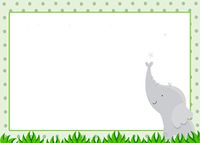 30 Blank Cards Invitations Thank You Cards Elephant Green Birthday Party Baby Shower + 30 White Envelopes