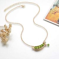 Simulated Cute Green Style Sweater Collar Jewelry Pea Necklace Pendant Prom Pretty For gift Cheap Jewerly Womens Comfortable Comfy Wonderful Amulet Delicate