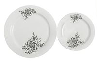 Table To Go"I Can't Believe its Plastic" 50-Piece Plate Set, Includes 25 10-Inch Dinner Plates and 25 7.5-Inch Salad Plates, Flower Design