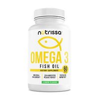Omega-3 Wild-Caught Fish Oil Dietary Supplement - 1200 Mg DHA & EPA Softgels, Natural Brain Support & Wellness Pills, No Fillers, for Men & Women, Lemon Flavor, 60 Capsules