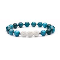 Bivei Aromatherapy Lava Stone Essential Oil Diffuser Bracelet Semi Precious Gemstone Round Beads Crystal Bracelet(Blue Apatite)