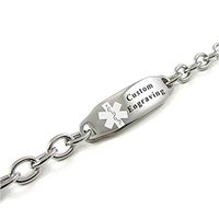 My Identity Doctor - Custom Engraved Women's Medical Bracelet - 6mm Steel O-Link - White - Wrist Size 5.75 Inch